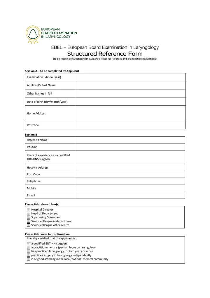 Preview of Structured Reference Form